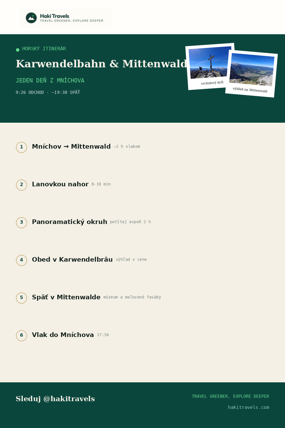 Jednodňový itinerár na Karwendel z Mníchova v slovenčine